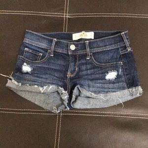 Low rise blue jean shorts